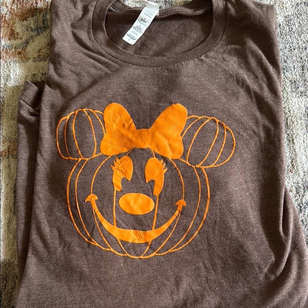 Brown Shirt with Orange Pumpkin Design